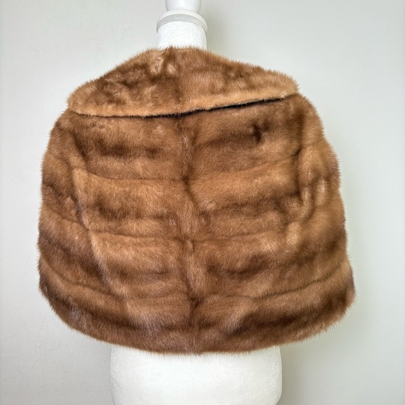 Vintage 50s 60s Mink Fur Shawl Wrap Topper Shrug - Picture 11 of 14